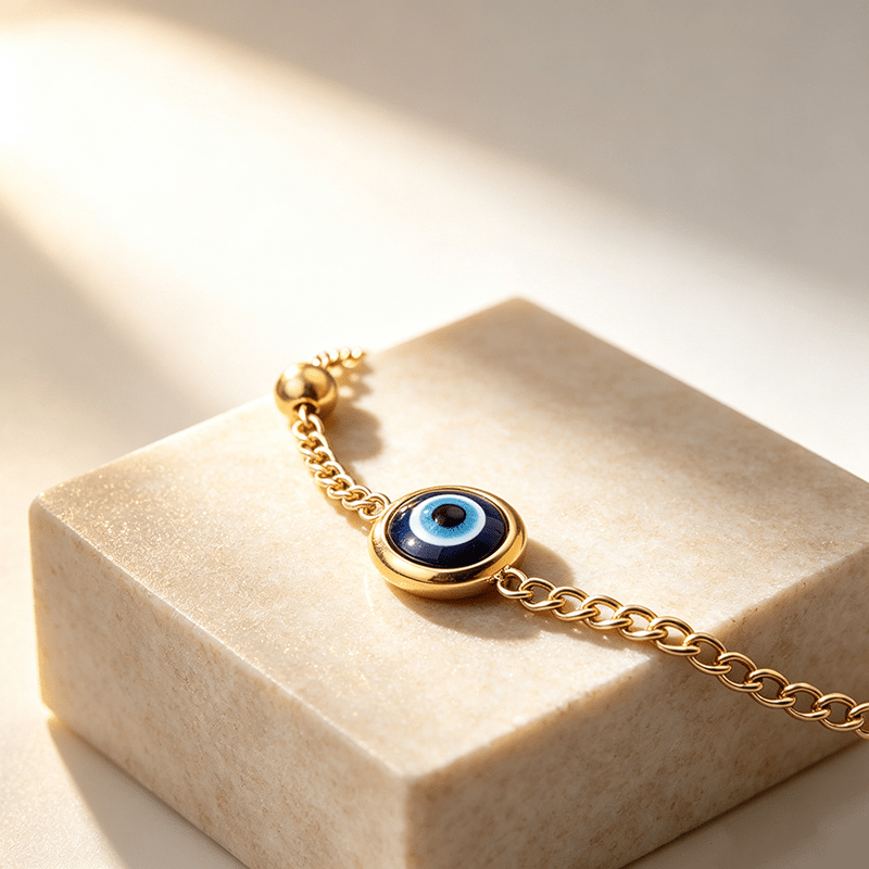 Women's 316L Stainless Steel Evil Eye Thin Adjustable Bracelet